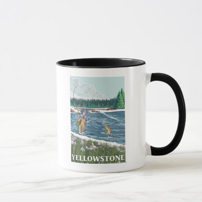 Fly Fisherman - Yellowstone National Park Mug (Right)