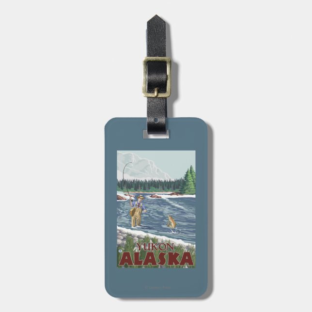 Fly Fisherman - Yukon, Alaska Luggage Tag (Front Vertical)