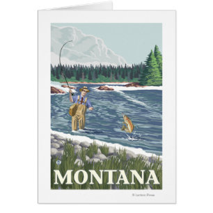 Fly FishermanMontanaVintage Travel Poster