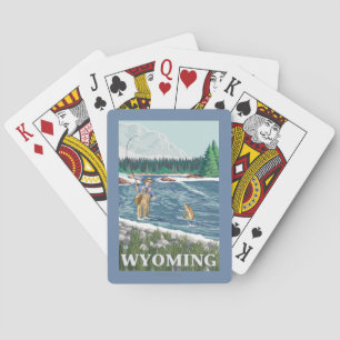 Fly FishermanWyomingVintage Travel Poster Playing Cards