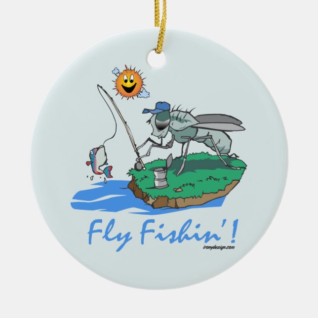 Fly Fishin' Ceramic Tree Decoration (Front)