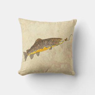 Fly Fishing Brook Brown Trout Cushion