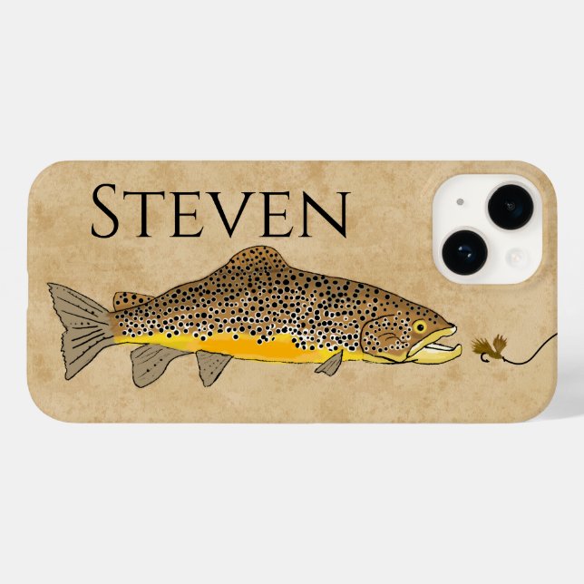Fly Fishing Brown Trout Custom Name Case-Mate iPhone Case (Back (Horizontal))
