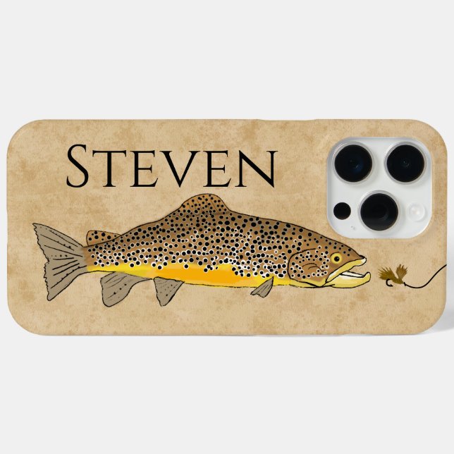 Fly Fishing Brown Trout Custom Name Case-Mate iPhone Case (Back (Horizontal))