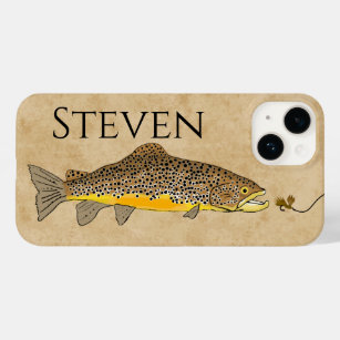 Fly Fishing Brown Trout Custom Name Case-Mate iPhone 14 Case