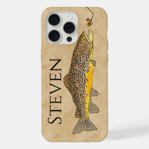 Fly Fishing Brown Trout Custom Name iPhone 15 Pro Max Case