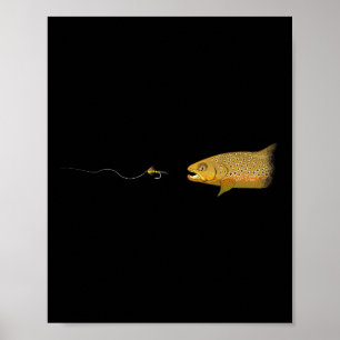 Fly Fishing Brown Trout Dry Fly Tying Fisherman Poster