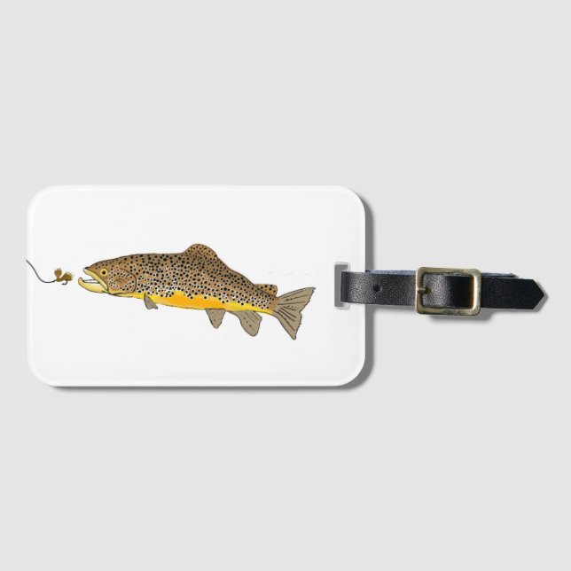 Fly Fishing Brown Trout Luggage Tag (Front Horizontal)