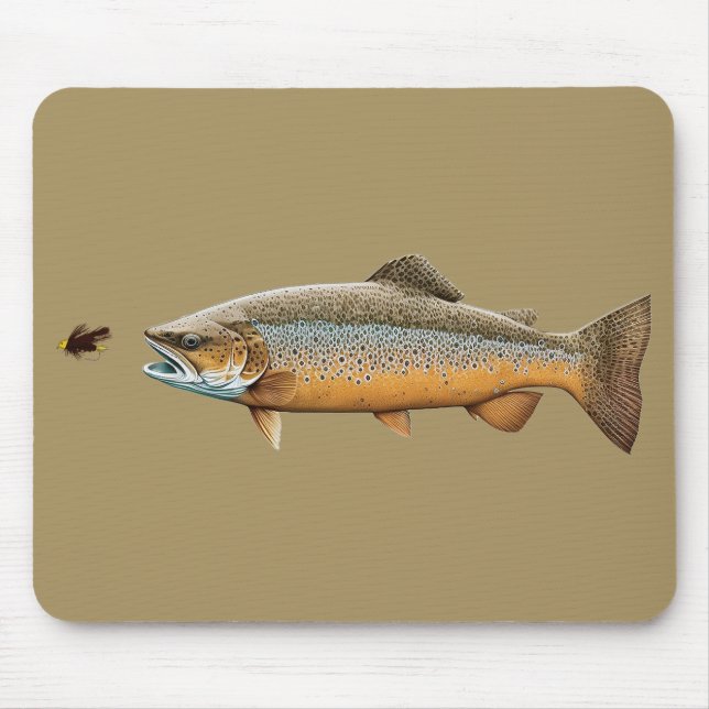 Fly Fishing Brown Trout Mouse Pad (Front)
