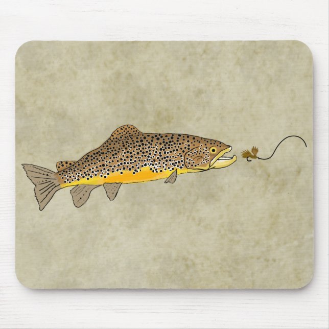 Fly Fishing Brown Trout Mouse Pad (Front)