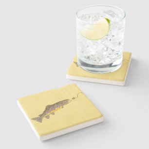 Fly Fishing Brown Trout Stone Coaster