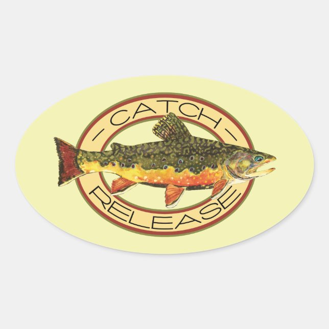 Fly Fishing Catch Release Party Oval Sticker (Front)