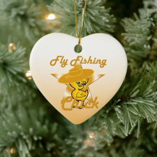 Fly Fishing Chick #10 Ceramic Tree Decoration