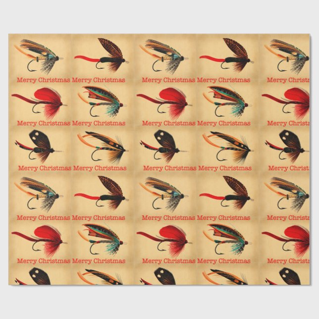 Fly Fishing Christmas Wrapping Paper. Fishermen Paper (Flat)