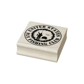 Fly Fishing Club trip Fisherman camping Rubber Stamp