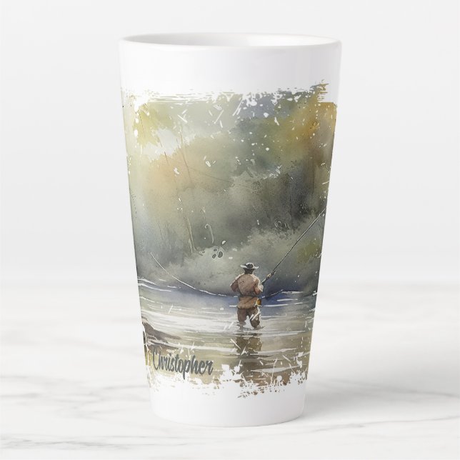 Fly Fishing Distressed  Latte Mug (Front)