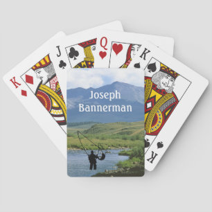 Fly Fishing - Fisherman in stream Personalise Playing Cards