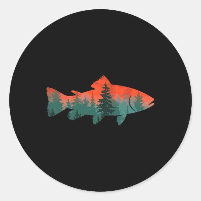 Fly Fishing Fisherman Nature  Classic Round Sticker (Front)