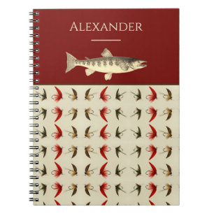 Fly Fishing Flies Rustic Salmon Notebook