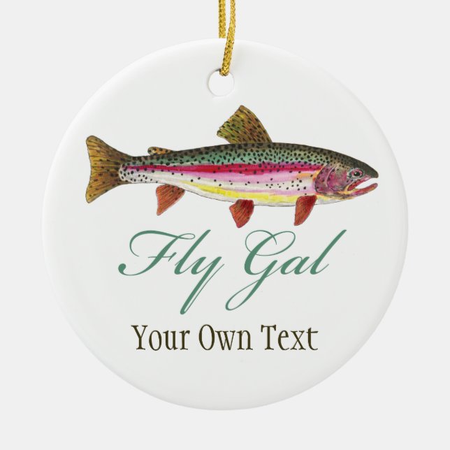 Fly Fishing Fly Gal Women's Ceramic Tree Decoration (Front)
