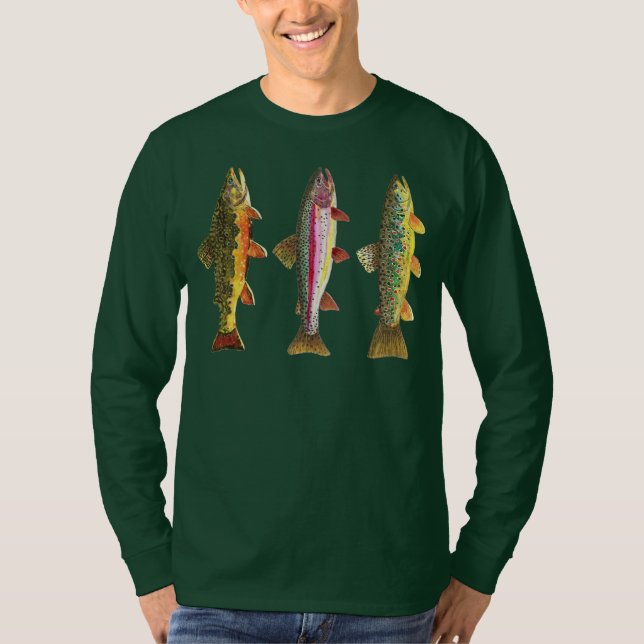 Fly Fishing for Trout - Brook, Rainbow, Brown T-Shirt (Front)