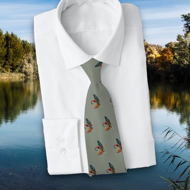 Fly Fishing Gray Pattern Fisherman Tie (Creator Uploaded)
