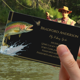 Fly Fishing Guide Charters Plain Black Trout Business Card