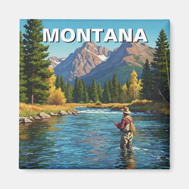 Fly Fishing in Montana Yellowstone river Magnet (Front)