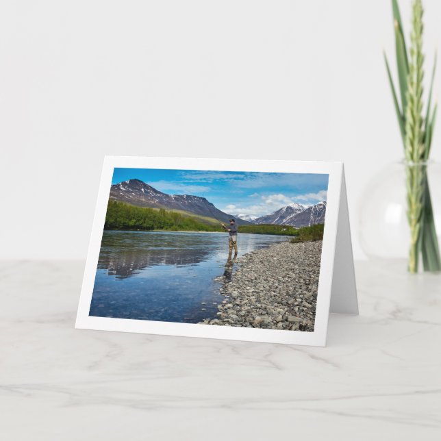 Fly Fishing in The Lake Custom Photo Greeting Card (Front)
