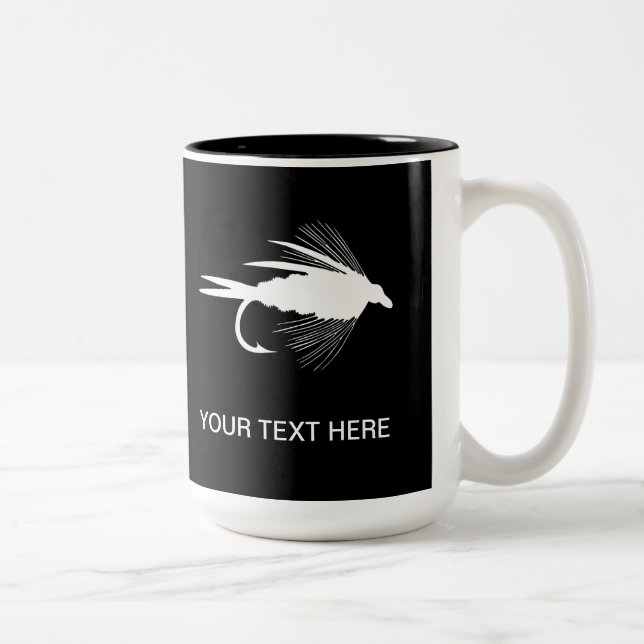 Fly Fishing lure to Personalise Two-Tone Coffee Mug (Right)
