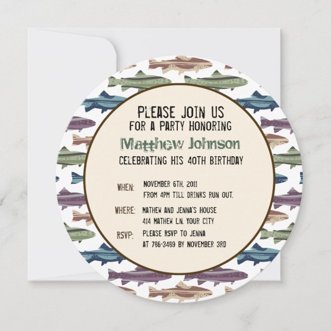 Fly Fishing Lures Pattern Invitation (Front)