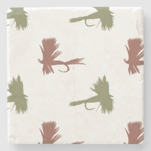 Fly Fishing Lures Pattern Stone Coaster
