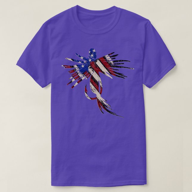 Fly Fishing Red White and Blue American Flag Patri T-Shirt (Design Front)