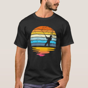 Fly Fishing Retro Sunset  Angler Fisherman Fly Fis T-Shirt