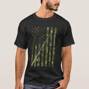 Fly Fishing Rod and Reel American Flag Camouflage T-Shirt