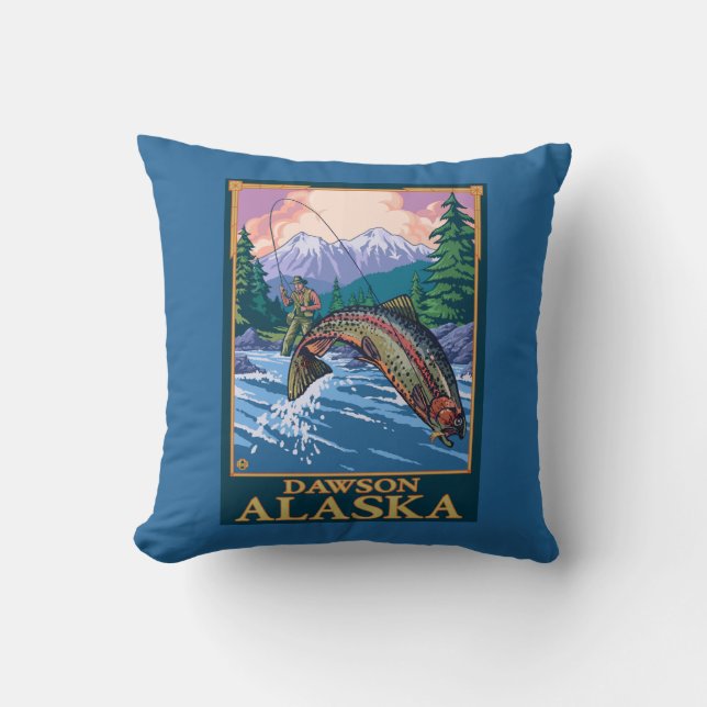 Fly Fishing Scene - Dawson, Alaska Cushion (Front)