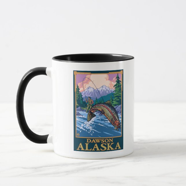 Fly Fishing Scene - Dawson, Alaska Mug (Left)