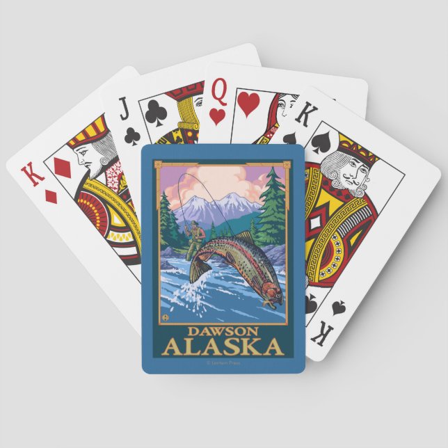 Fly Fishing Scene - Dawson, Alaska Playing Cards (Back)