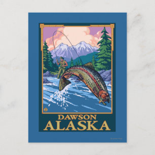 Fly Fishing Scene - Dawson, Alaska Postcard