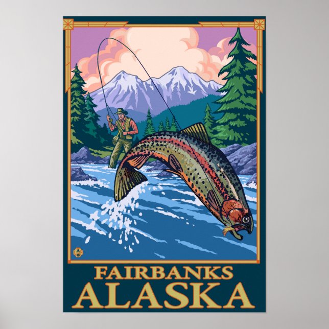 Fly Fishing Scene - Fairbanks, Alaska Poster (Front)