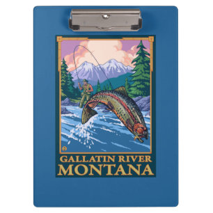 Fly Fishing Scene - Gallatin River, Montana Clipboard