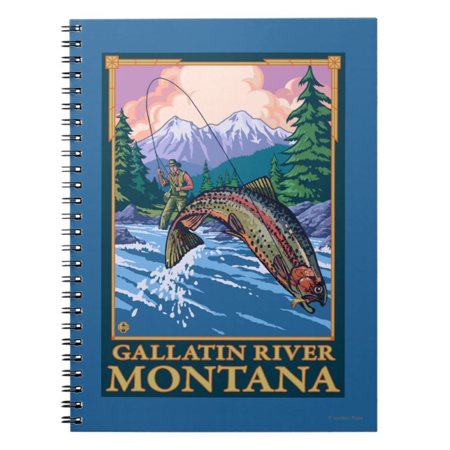 Fly Fishing Scene - Gallatin River, Montana Spiral Notebook (Front)