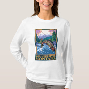 Fly Fishing Scene - Gallatin River, Montana T-Shirt