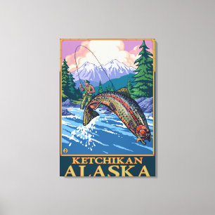 Fly Fishing Scene - Ketchikan, Alaska Canvas Print
