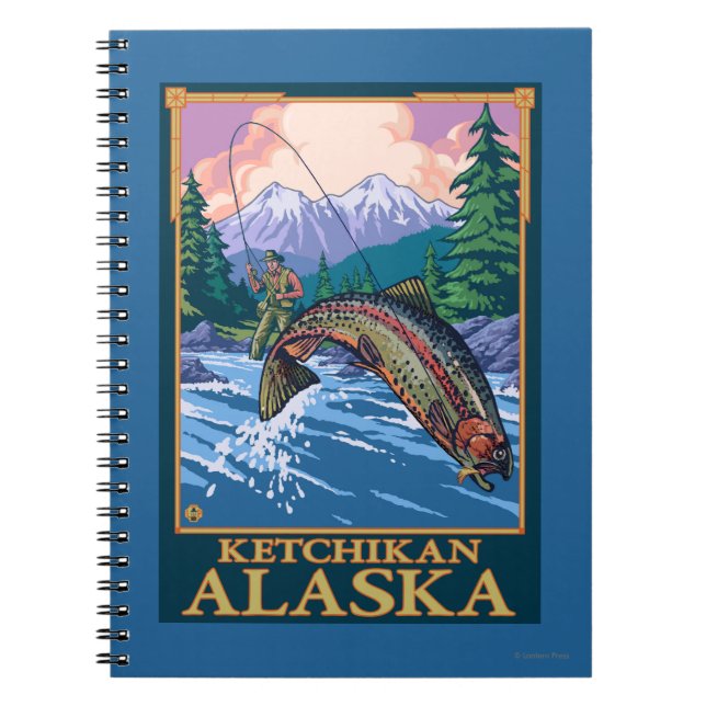 Fly Fishing Scene - Ketchikan, Alaska Spiral Notebook (Front)