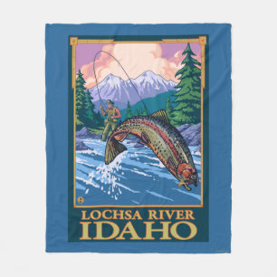 Fly Fishing Scene - Lochsa River, Idaho Fleece Blanket