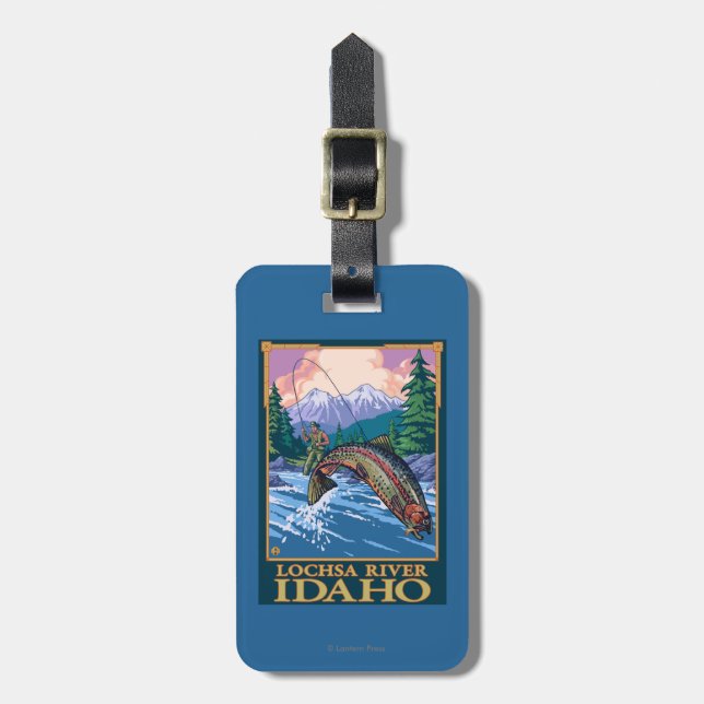 Fly Fishing Scene - Lochsa River, Idaho Luggage Tag (Front Vertical)