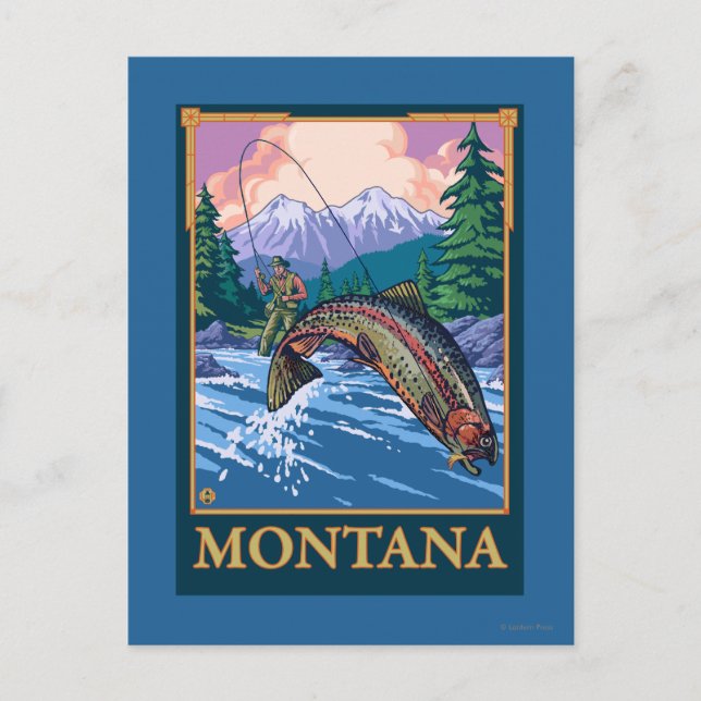 Fly Fishing Scene - Montana Postcard (Front)