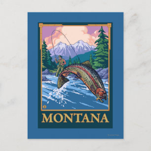 Fly Fishing Scene - Montana Postcard