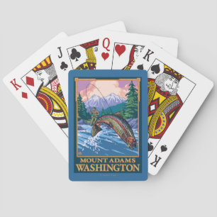Fly Fishing Scene - Mount Adams, Washington Playing Cards
